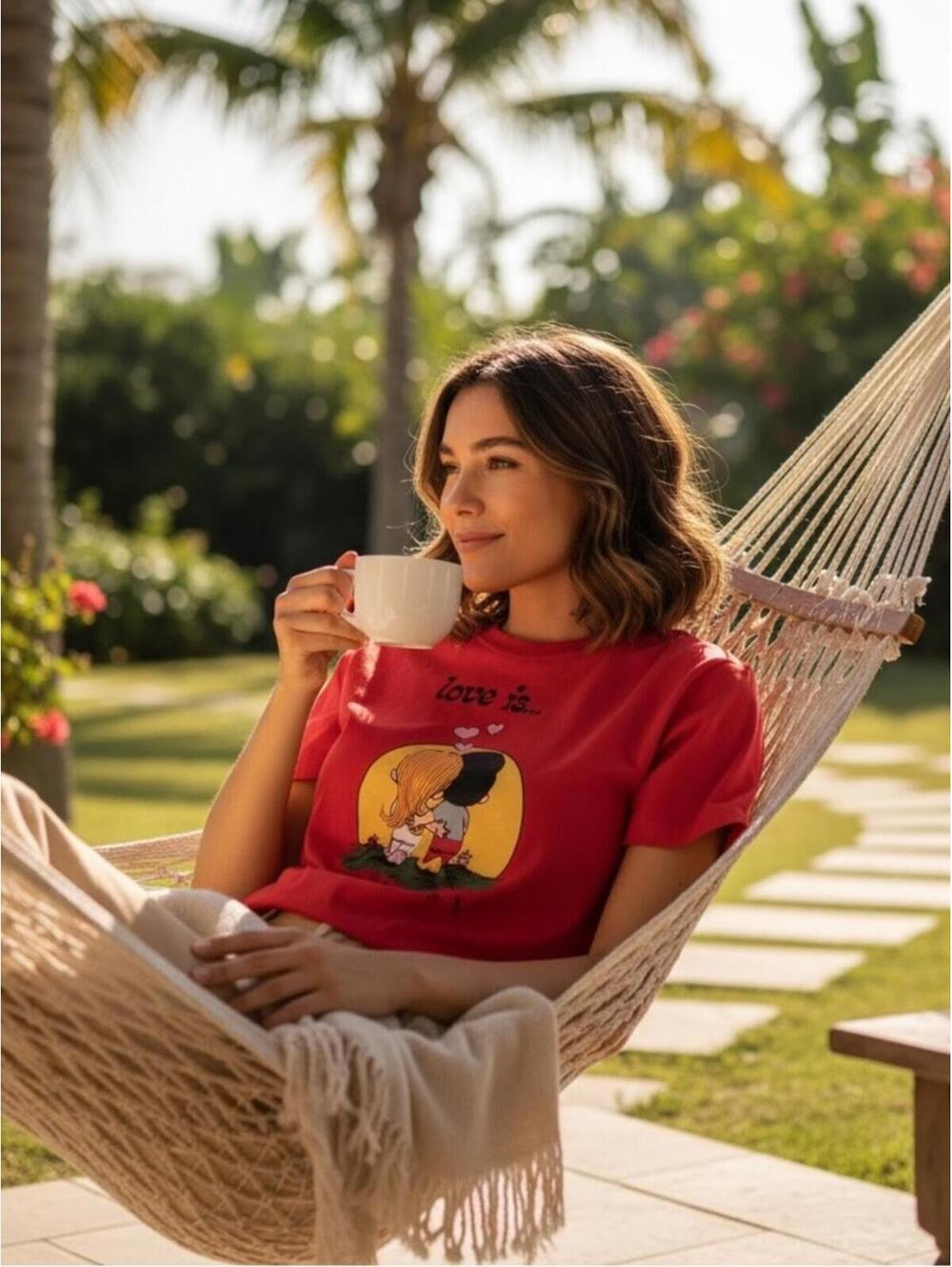 Zara x Love Is red collaboration T-shirt L - Picture 3 of 7